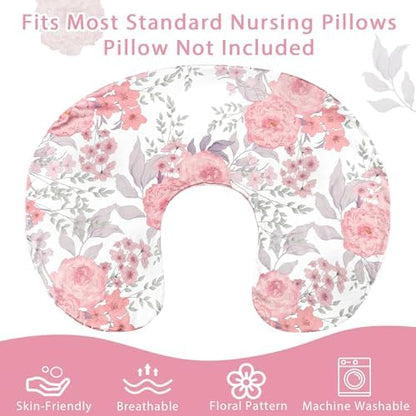 Hidden zipper design on pink floral nursing pillow case