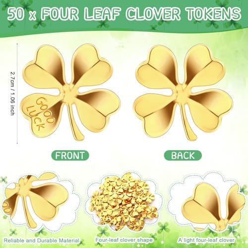 Ferreve four leaf clover pocket charms with blessing poem cards