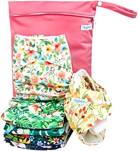 Complete Leekalos cloth diaper set laid out flat