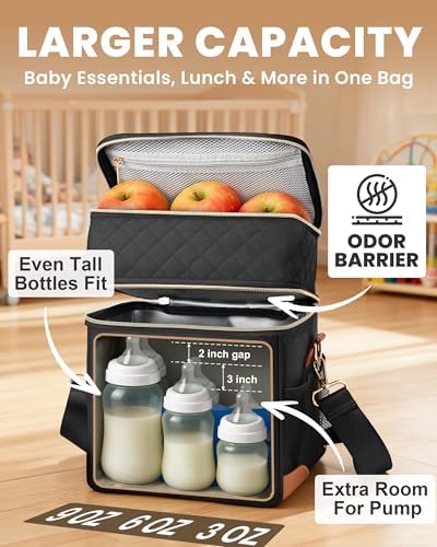 CarryWise breastmilk storage bag open showing interior bottle capacity