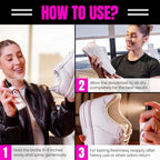 Back label of Pink Miracle shoe deodorizer showing USA manufacturing details and usage instructions.