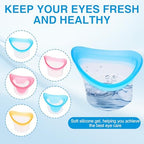 Manual air pressure eye cleaning tool in blue and pink colors