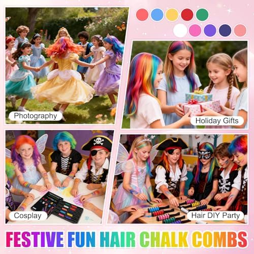 Demonstration of washable hair color chalk application