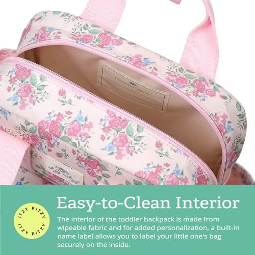 Close-up of front zippered pocket on Itzy Ritzy toddler backpack