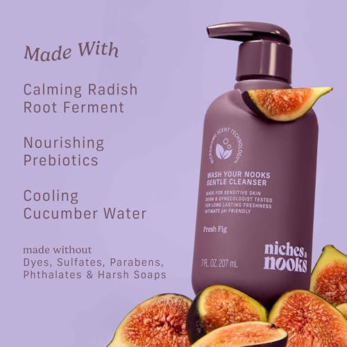 Niches & Nooks intimate care product display highlighting microbiome friendly formula