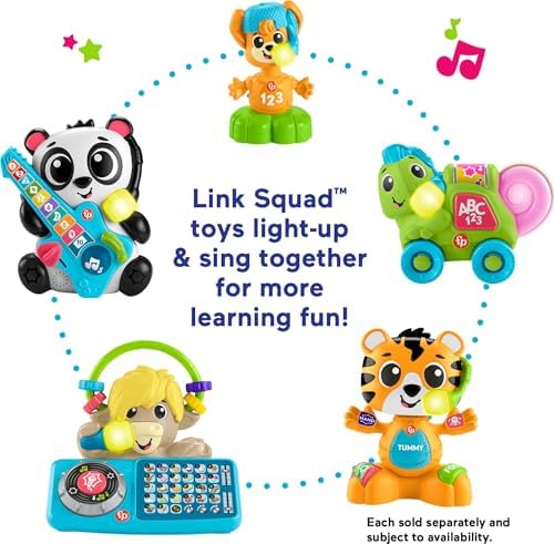 Fisher-Price Link Squad electronic yak illuminating with vibrant multi-colored lights during audio playback.