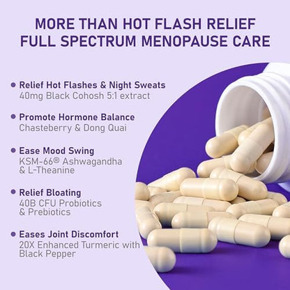Back label of Accio menopause support showing dosage instructions