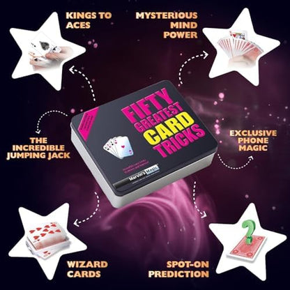 Close up view of the illustrated instruction booklet included in the card trick kit