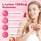 Strawberry flavored L-lysine gummies close up view