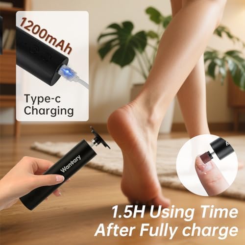 Wanvary 2-in-1 nail grinder and pedicure tool with USB charging port visible.