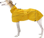 Morezi Greyhound Lurcher Raincoat front view of yellow waterproof dog jacket.