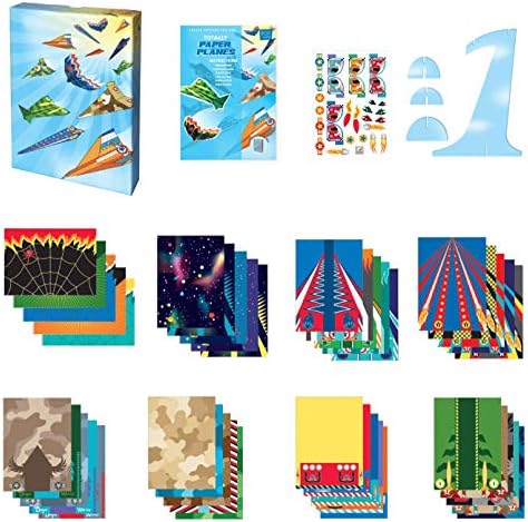 BOX CANDIY paper airplane art set with cardboard display stand and folded origami gliders