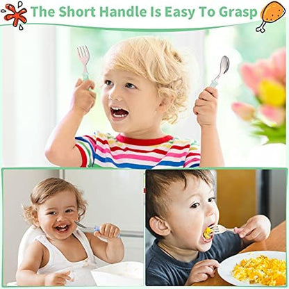 Close up of Patelai toddler fork and spoon safety design