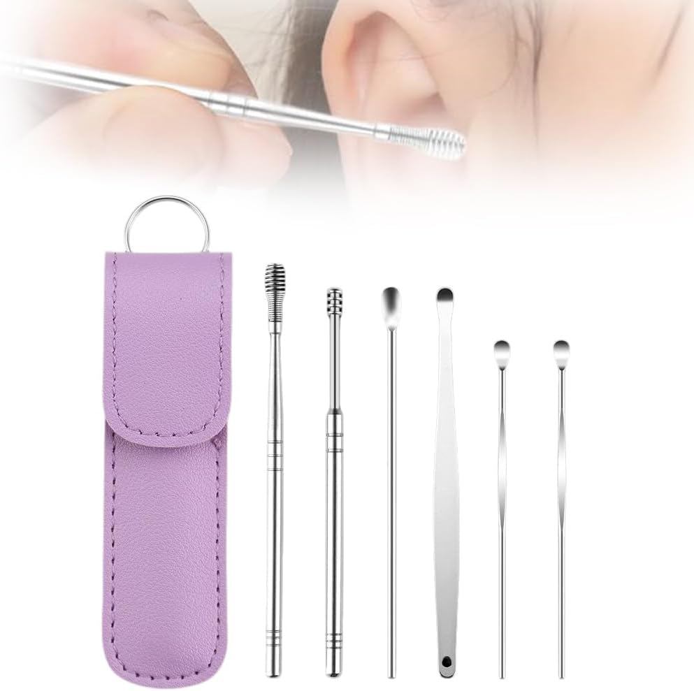 STAR WORK Ear Wax Removal Kit front view of purple storage pouch