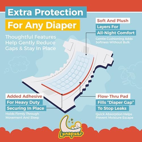 32 count Lunapuer diaper liners for nighttime leak protection