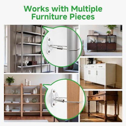 Artinst earthquake resistant furniture straps package contents showing screws and brackets.