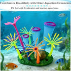 Safe silicone aquarium landscape ornament under actinic lighting