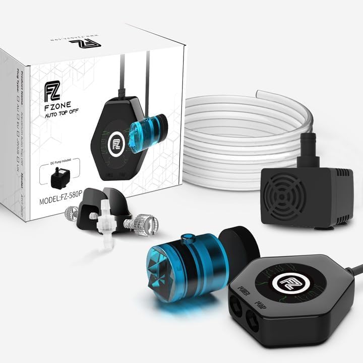 FZONE aquarium ATO system front view with controller and dual optical sensors