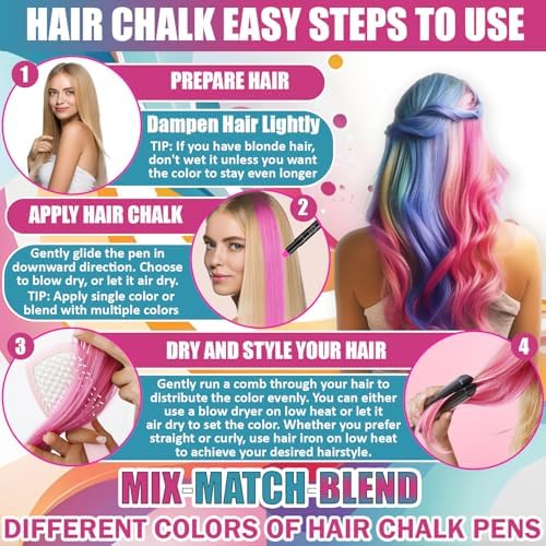 Jim&Gloria dustless hair coloring crayons set arranged for kids makeup kit gifting.