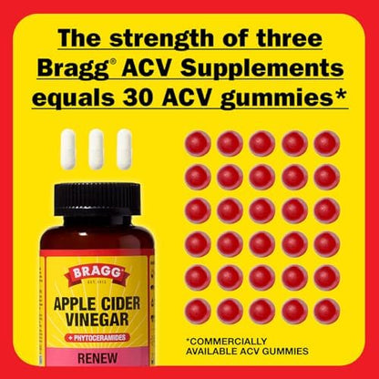 Bragg Renew 90 capsules bottle on a clean background for daily wellness