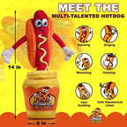 Gagster Frankie the dancing hotdog mimicking toy showing vibrant fabric details