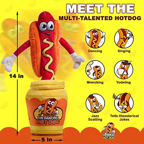 Gagster Frankie the dancing hotdog mimicking toy showing vibrant fabric details