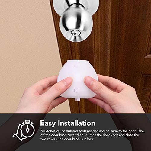 White Eudemon safety door knob guard installed on a standard round door