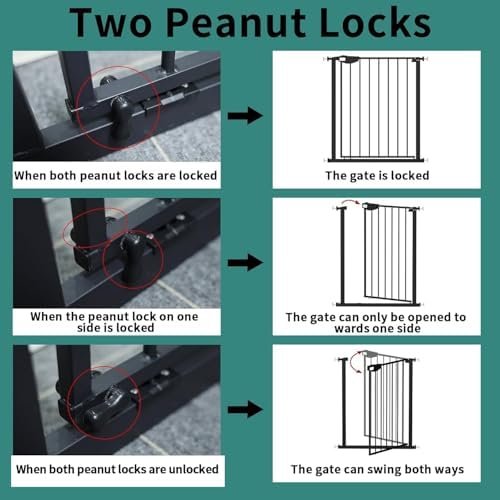 Side profile of the pressure mounted tension bolts securing the ALLAIBB pet gate to a wall.