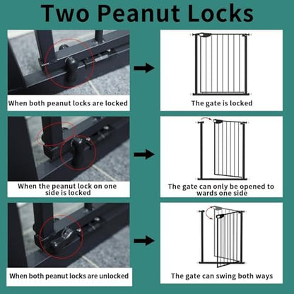 Side profile of the pressure mounted tension bolts securing the ALLAIBB pet gate to a wall.