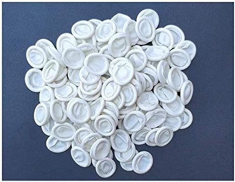 Close up view showing the elasticity and rolled edge design of ANSLYQA medium size white finger cots