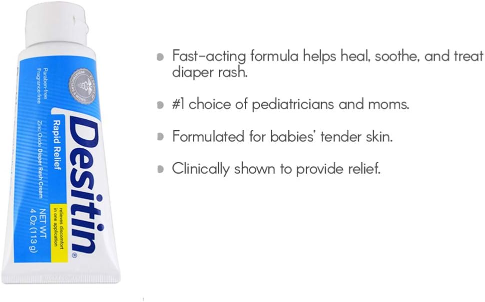 Desitin thirteen percent zinc oxide hypoallergenic diaper cream back label