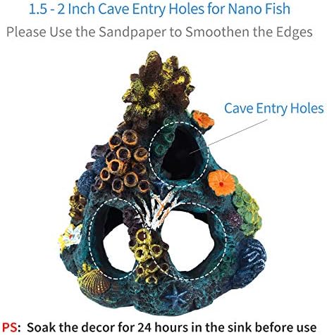 Side angle showing the solid one piece construction and flat bottom stability of the fish tank cave.