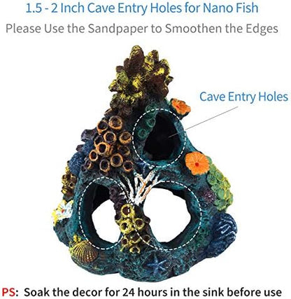 Side angle showing the solid one piece construction and flat bottom stability of the fish tank cave.