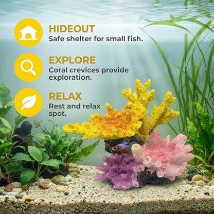 Ludzucy small aquarium accessories coral reef ornament side view highlighting textured surfaces