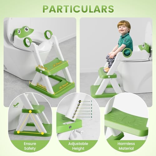 COOSEYA toddler potty chair with adjustable step stool ladder positioned against a bathroom commode.