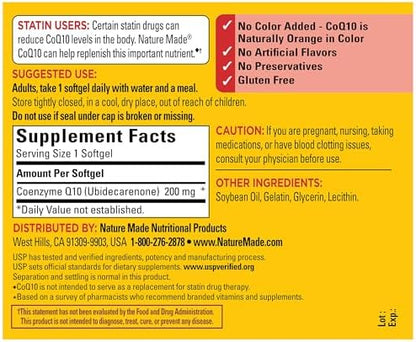 USP verified Nature Made CoQ10 imported wellness supplement