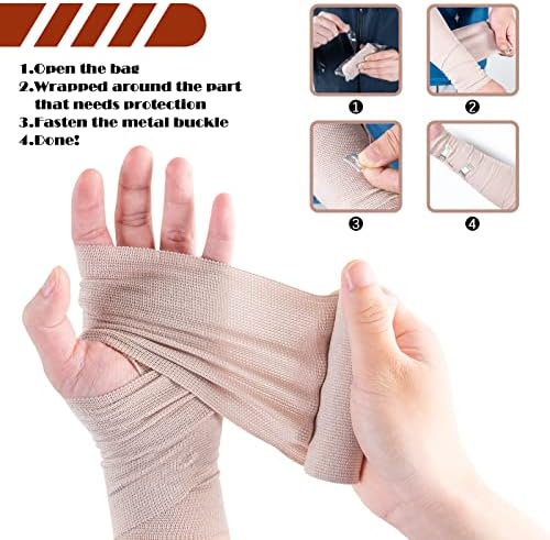 OBTANIM wide 6 inch compression bandages with metal clips for leg sprains