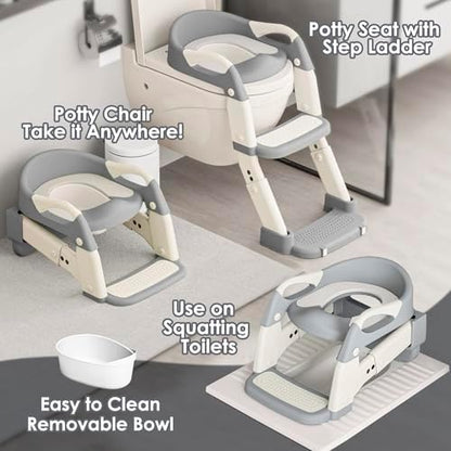 Side angle of the Argenens toddler toilet seat highlighting the foldable mechanism for compact bathroom storage.