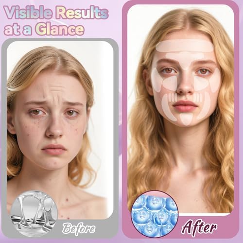 Close up of highly adhesive silicone style patches for neck wrinkle reduction