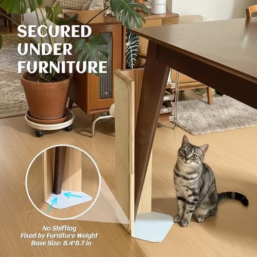 PETKARAY under sofa pet scratch guard showing the reinforced non tip wide wooden support base