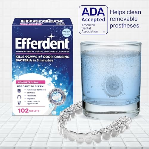 Efferdent oxi action antibacterial denture tablets for plaque removal