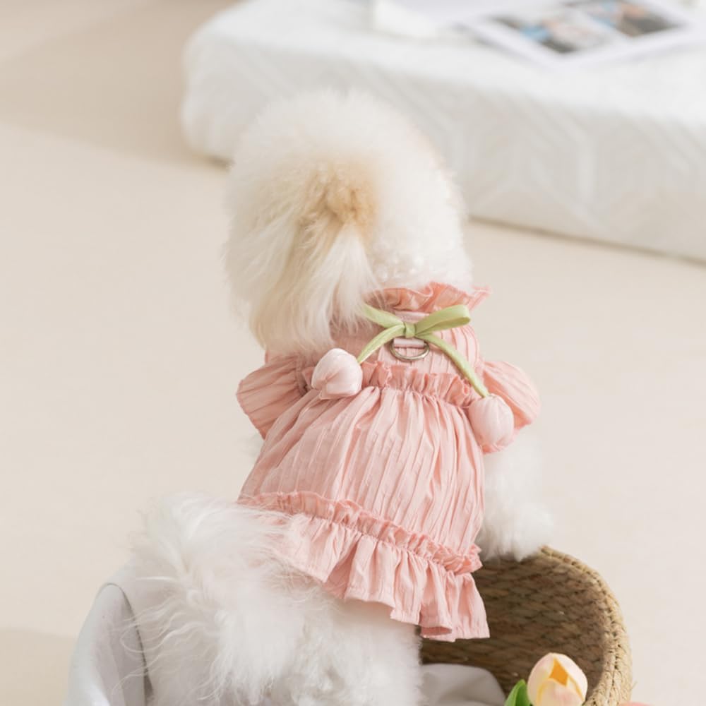 BIECWIAY nylon cotton dog clothes ruffled collar detail close up