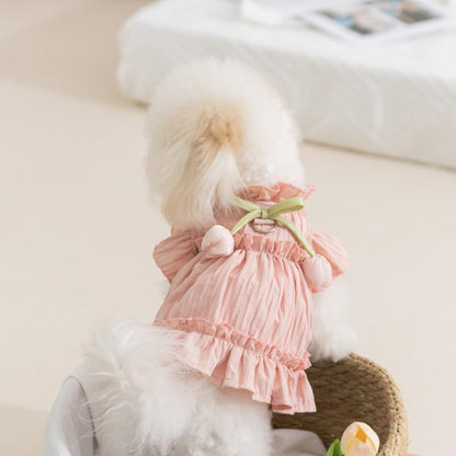 BIECWIAY nylon cotton dog clothes ruffled collar detail close up