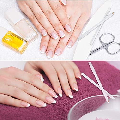 Demonstration of the Maitys 2-in-1 pencil modifying the natural white rim of stained fingertips for a cleaner look