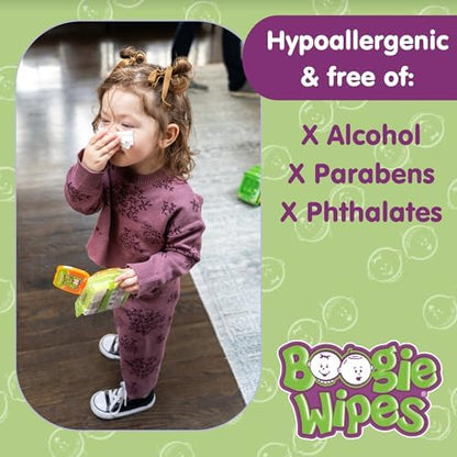 Hypoallergenic alcohol free nose wipes for kids face and hands cleanup