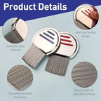 Jigfew stainless steel louse comb with ergonomic anti-slip handle.