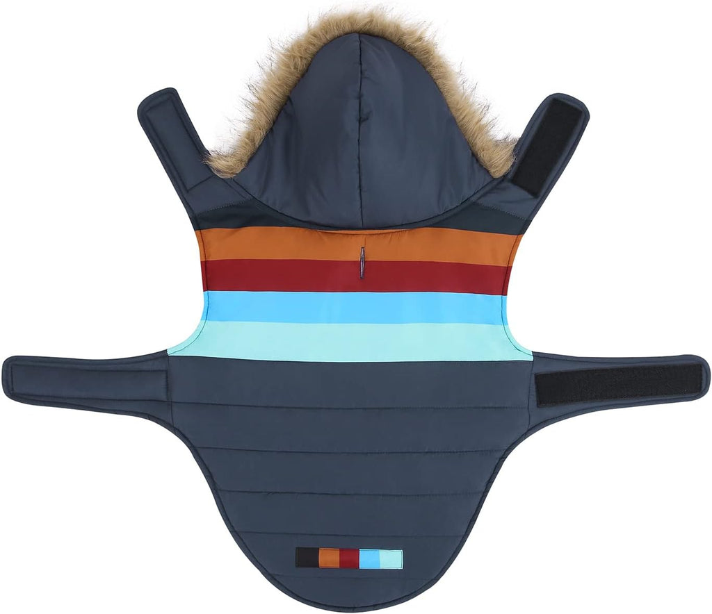 Close up of harness hole on HDE dog puffer jacket