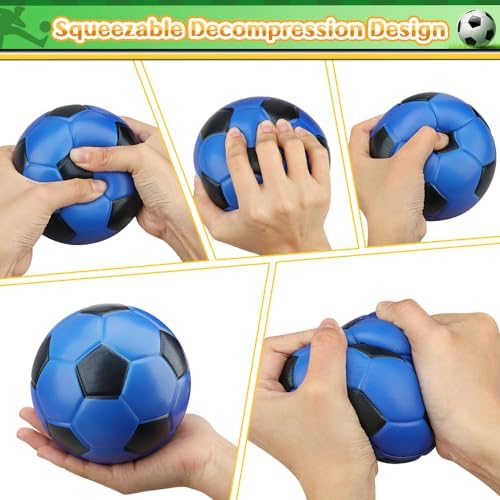 Vibrant multicolored soft squishy soccer toy balls close up shot