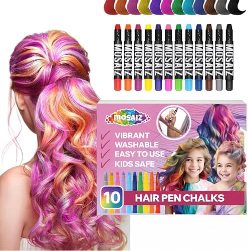 Mosaiz 10 piece washable hair chalk pen kit front view