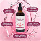 Colloidal gold 4 fluid ounces bottle glass container close-up
